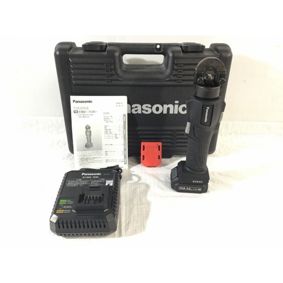 Panasonic(パナソニック)の☆未使用品☆Panasonic パナソニック 10.8V 充電圧着機 EZ1W31F10S-B バッテリー(10.8V 2.0Ah) 充電器 ケース付き 84850 自動車/バイクのバイク(工具)の商品写真