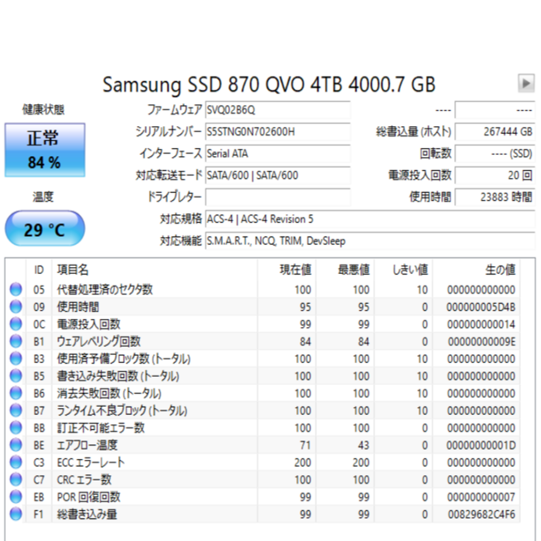 SAMSUNG(サムスン)のSamsung SSD 870 QVO 4TB SATA 2.5インチ スマホ/家電/カメラのPC/タブレット(PCパーツ)の商品写真