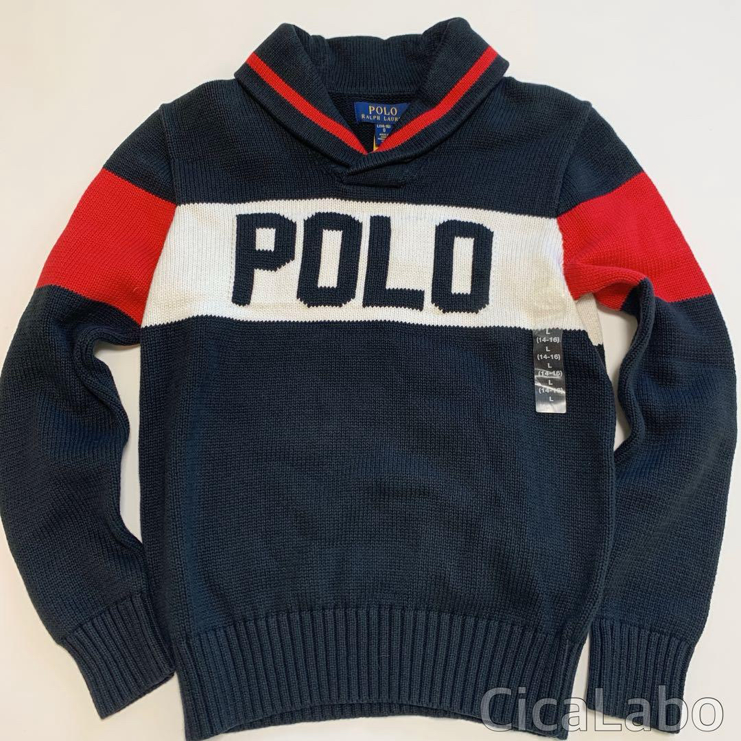 Ralph Lauren(ラルフローレン)の【新品】ラルフローレン ポロロゴ ニット セーター L キッズ/ベビー/マタニティのキッズ服男の子用(90cm~)(ジャケット/上着)の商品写真