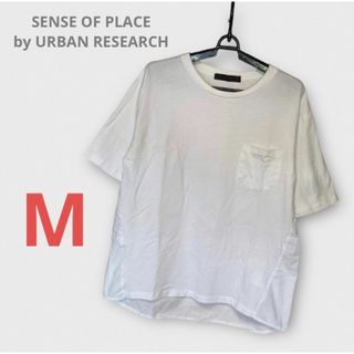 センスオブプレイスバイアーバンリサーチ(SENSE OF PLACE by URBAN RESEARCH)のアーバンリサーチ　ヨーク切替 Tシャツ カットソー　半袖　M　白　トップス(Tシャツ(半袖/袖なし))