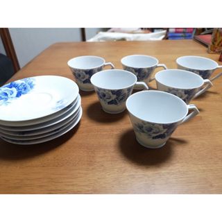 ノリタケ(Noritake)のノリタケ　オールドノリタケ　ブルーローズ　カップ&ソーサー　日陶　6客セット(食器)