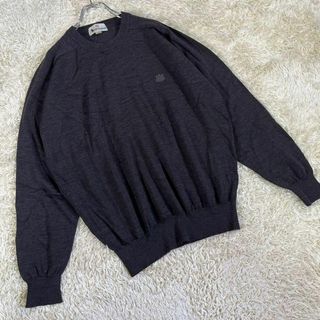 約465cm袖丈美品 アクアスキュータム Aquascutum ニット セーター ハイネック ケーブルニット モヘア ウール ジップアップ トップス メンズ L ホワイト