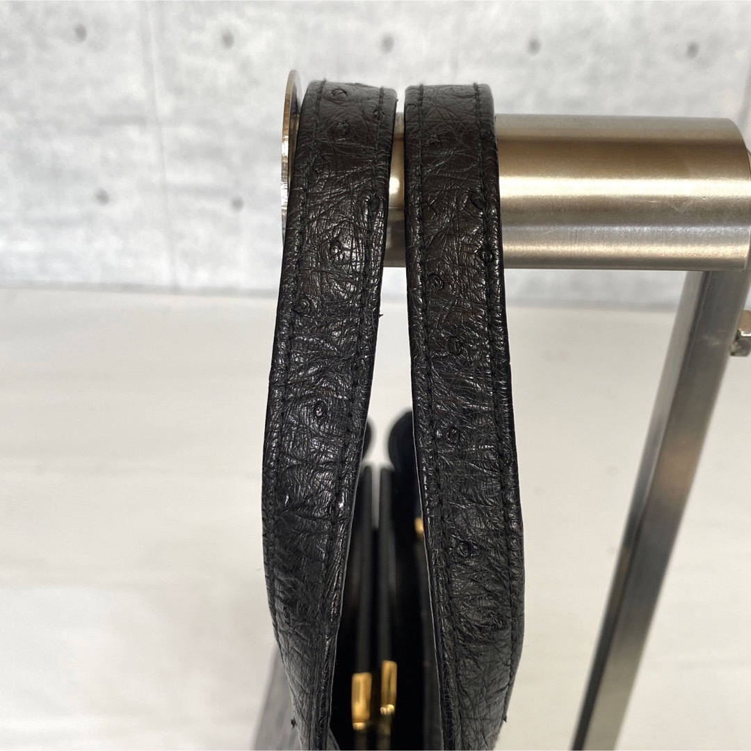 良品 MORABITO BLACK ローザンヌ オーストリッチ レザー 良品 MORABITO BLACK ローザンヌ オーストリッチ レザー