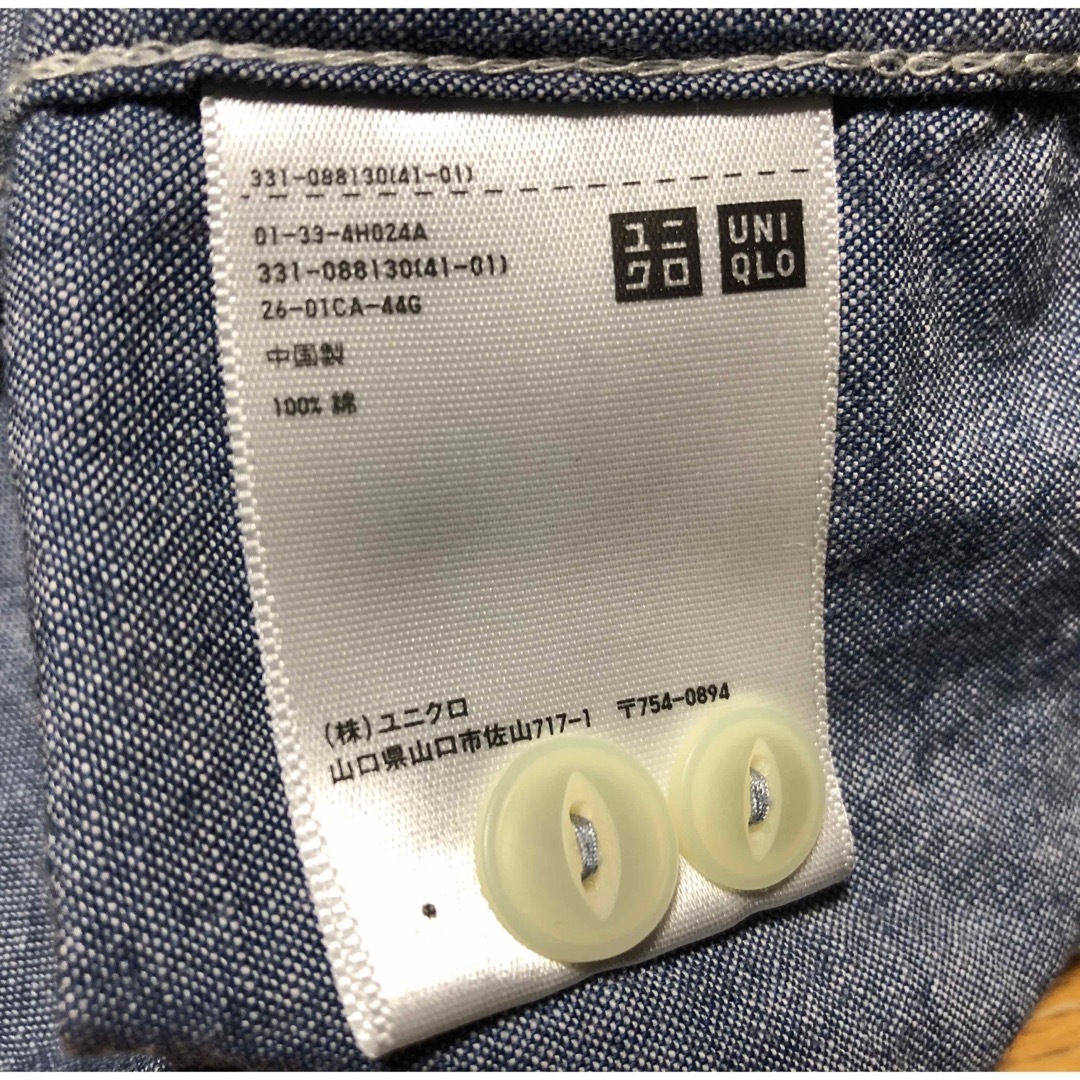 UNIQLO(ユニクロ)の美品 ユニクロ シャンブレーシャツ Ｌサイズ ワークシャツ アメカジ定番  メンズのトップス(シャツ)の商品写真