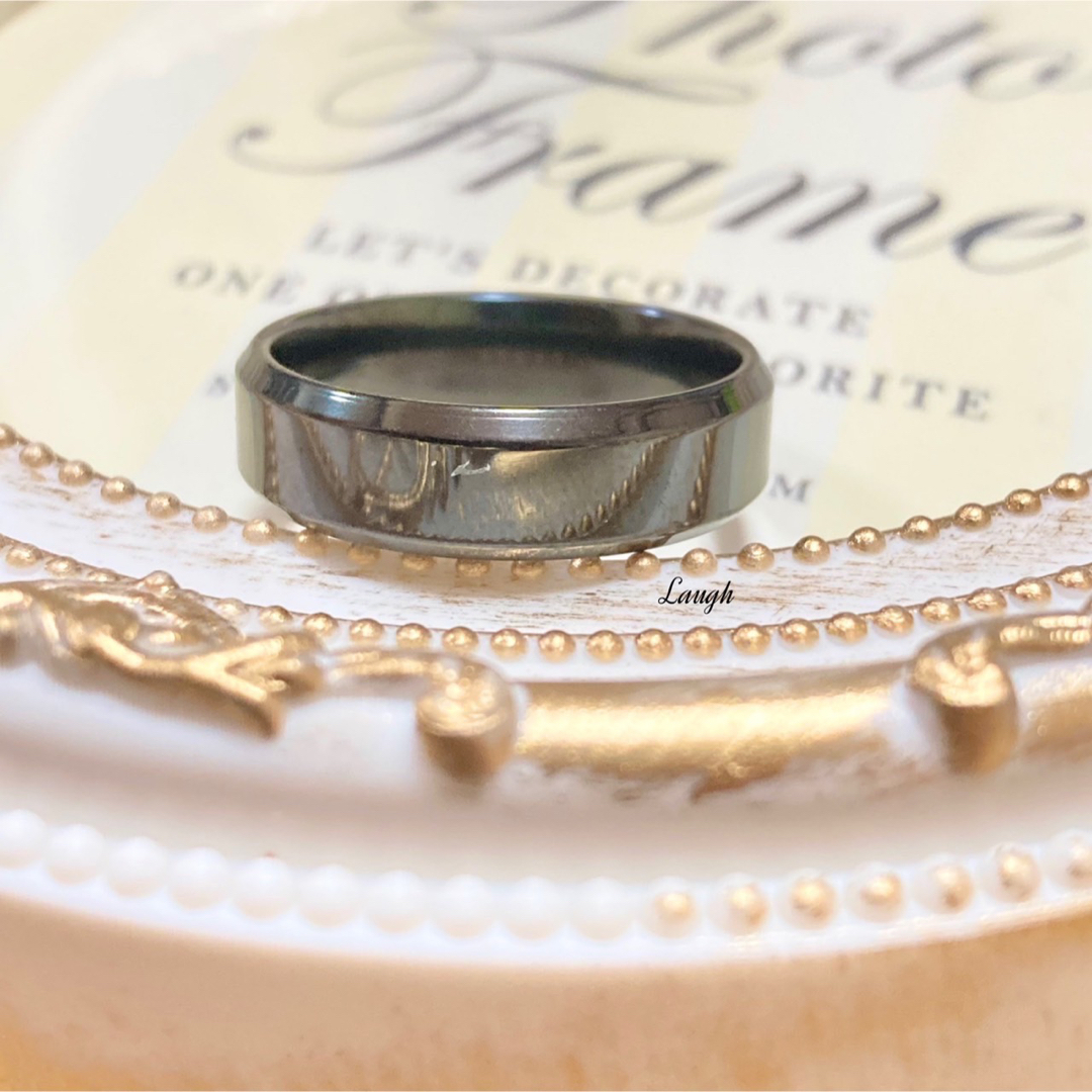 New角リングメンズ ステンレスリング ステンレス指輪 ピンキーリング ブラック メンズのアクセサリー(リング(指輪))の商品写真
