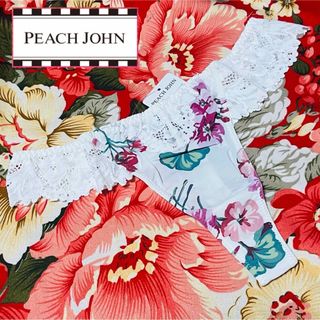 ピーチジョン(PEACH JOHN)のPEACH JOHN★いつでもジャストソング★Tバックショーツ★花柄レースML白(ショーツ)