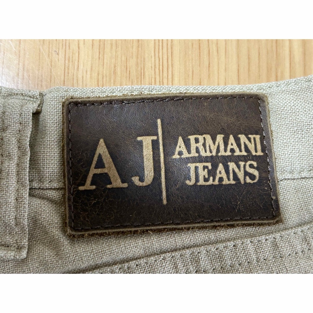 ARMANI JEANS(アルマーニジーンズ)の美品　ARMANI JEANS アルマーニジーンズ　革パッチロゴ　麻混パンツ メンズのパンツ(その他)の商品写真