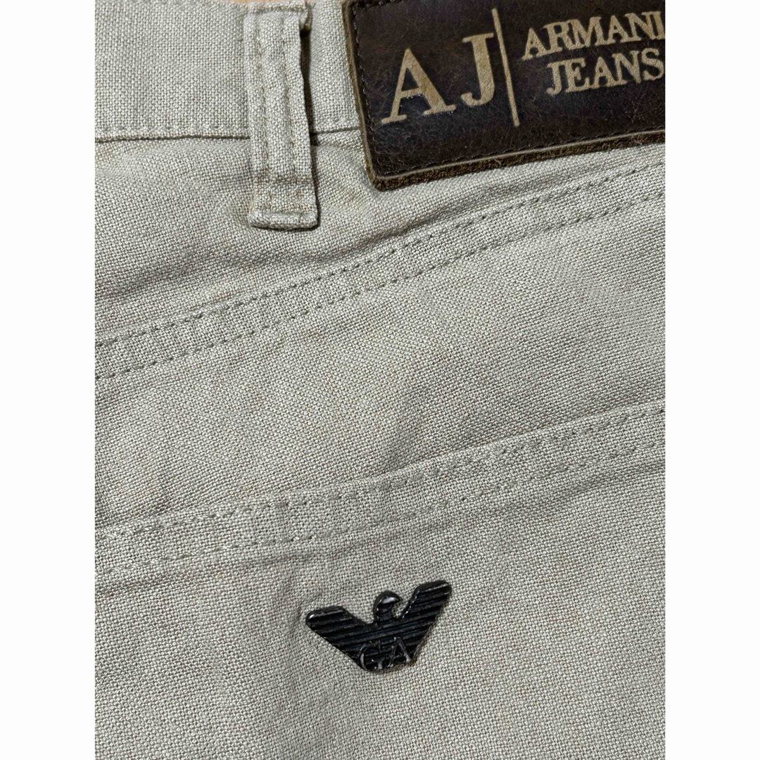 ARMANI JEANS(アルマーニジーンズ)の美品　ARMANI JEANS アルマーニジーンズ　革パッチロゴ　麻混パンツ メンズのパンツ(その他)の商品写真