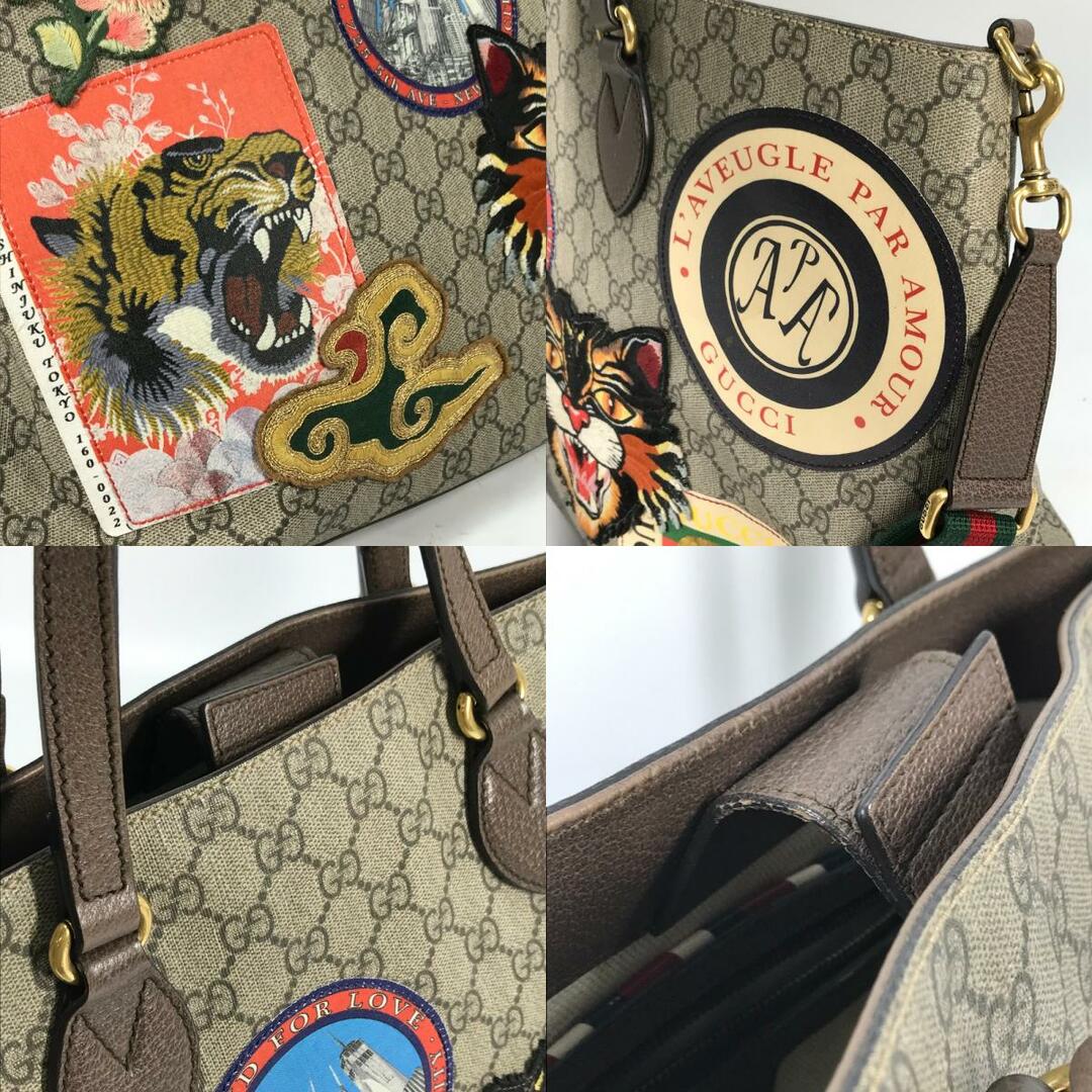 Gucci(グッチ)のグッチ GUCCI クーリエソフト 474085 タイガー GG 2WAY ショルダーバッグ 斜め掛け シェリーライン トートバッグ GGスプリームキャンバス ブラウン レディースのバッグ(トートバッグ)の商品写真