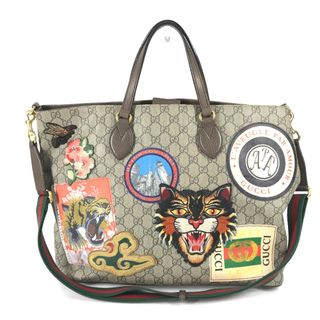 グッチ(Gucci)のグッチ GUCCI クーリエソフト 474085 タイガー GG 2WAY ショルダーバッグ 斜め掛け シェリーライン トートバッグ GGスプリームキャンバス ブラウン(トートバッグ)