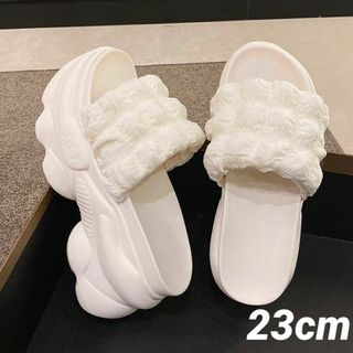 23cm 厚底サンダル レディース 超厚底 ワードサンダル ホワイト 445Y(サンダル)