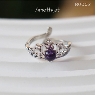 アメジスト 紫水晶 天然石 リング 王冠 指輪 パワーストーン 可愛い(リング(指輪))