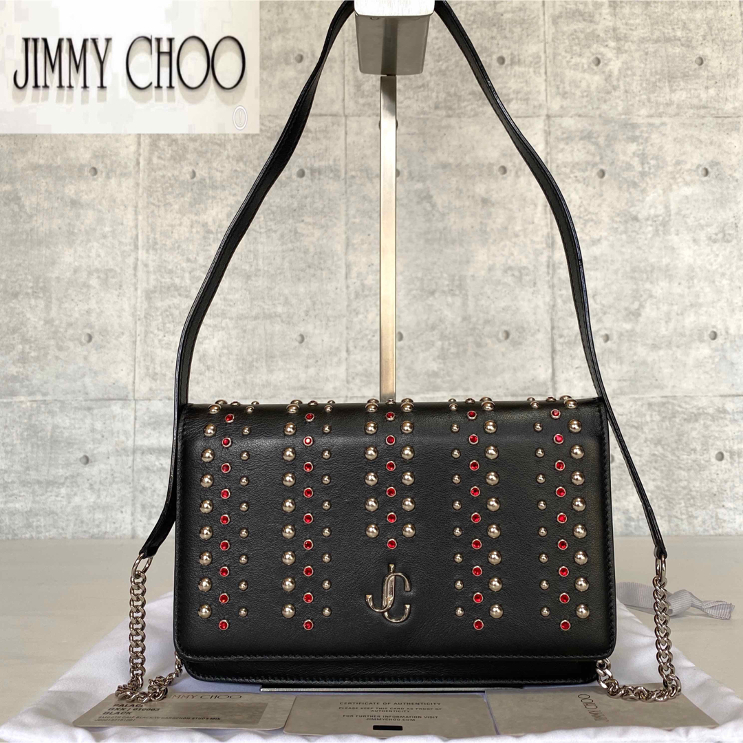 JIMMY CHOO(ジミーチュウ)の【美品】JIMMY CHOO PALACE BLACK チェーンショルダーバッグ レディースのバッグ(ショルダーバッグ)の商品写真