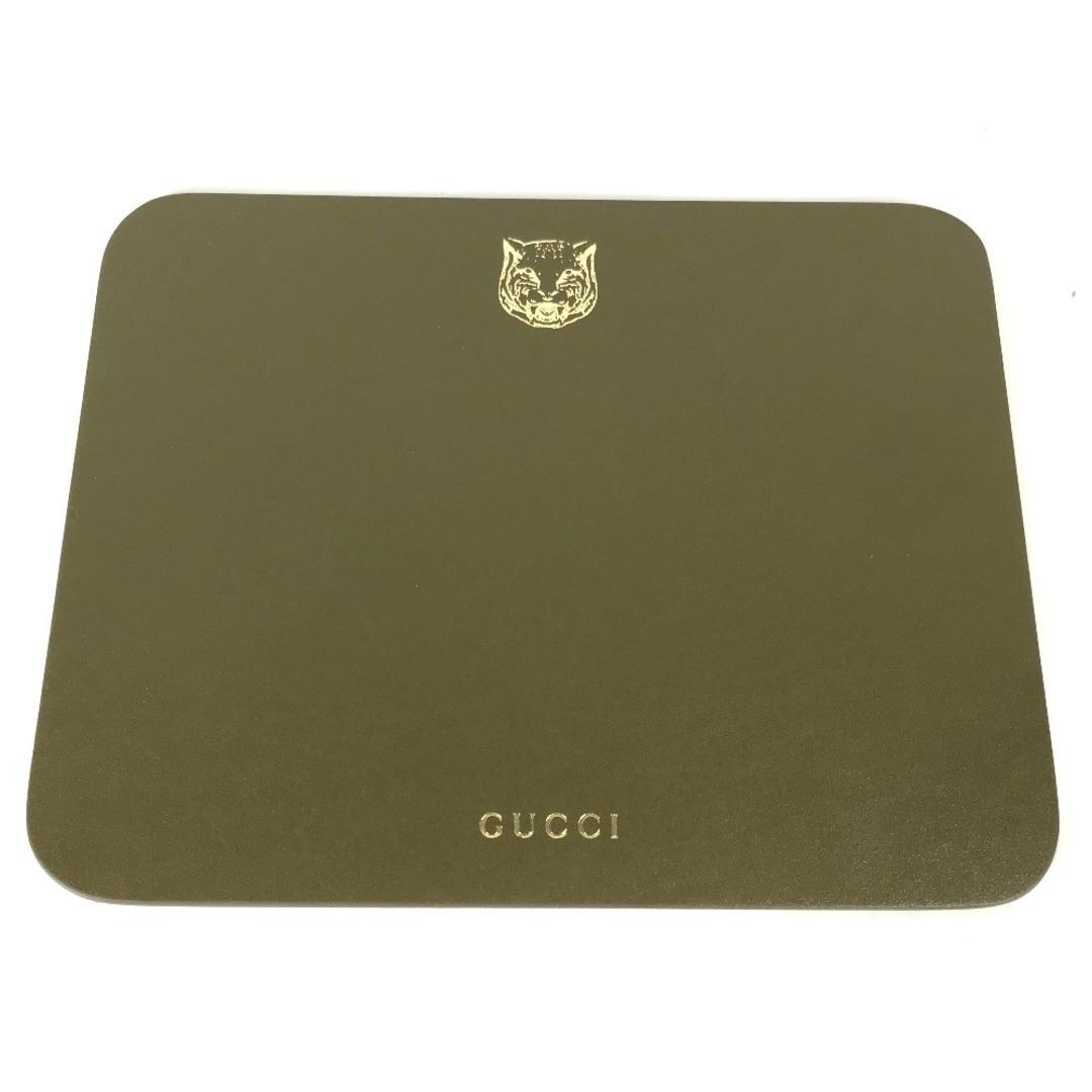 Gucci(グッチ)のグッチ GUCCI タイガー マウスパッド  PC パソコン インテリア 雑貨 レザー カーキ 美品 その他のその他(その他)の商品写真