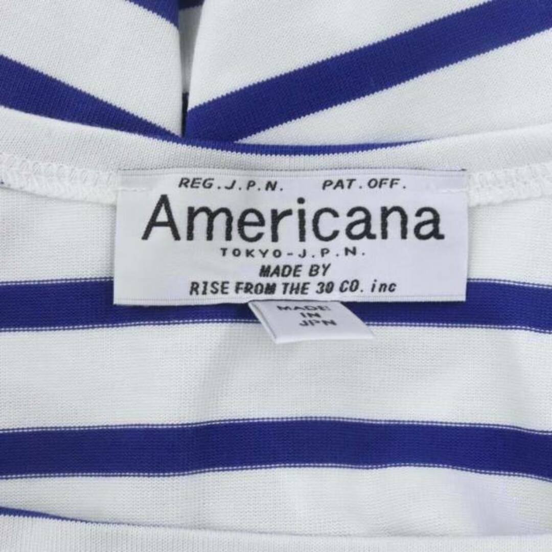 AMERICANA(アメリカーナ)のアメリカーナ サイドジップ ボーダーワイドTシャツ カットソー 七分袖 白 青 レディースのトップス(その他)の商品写真