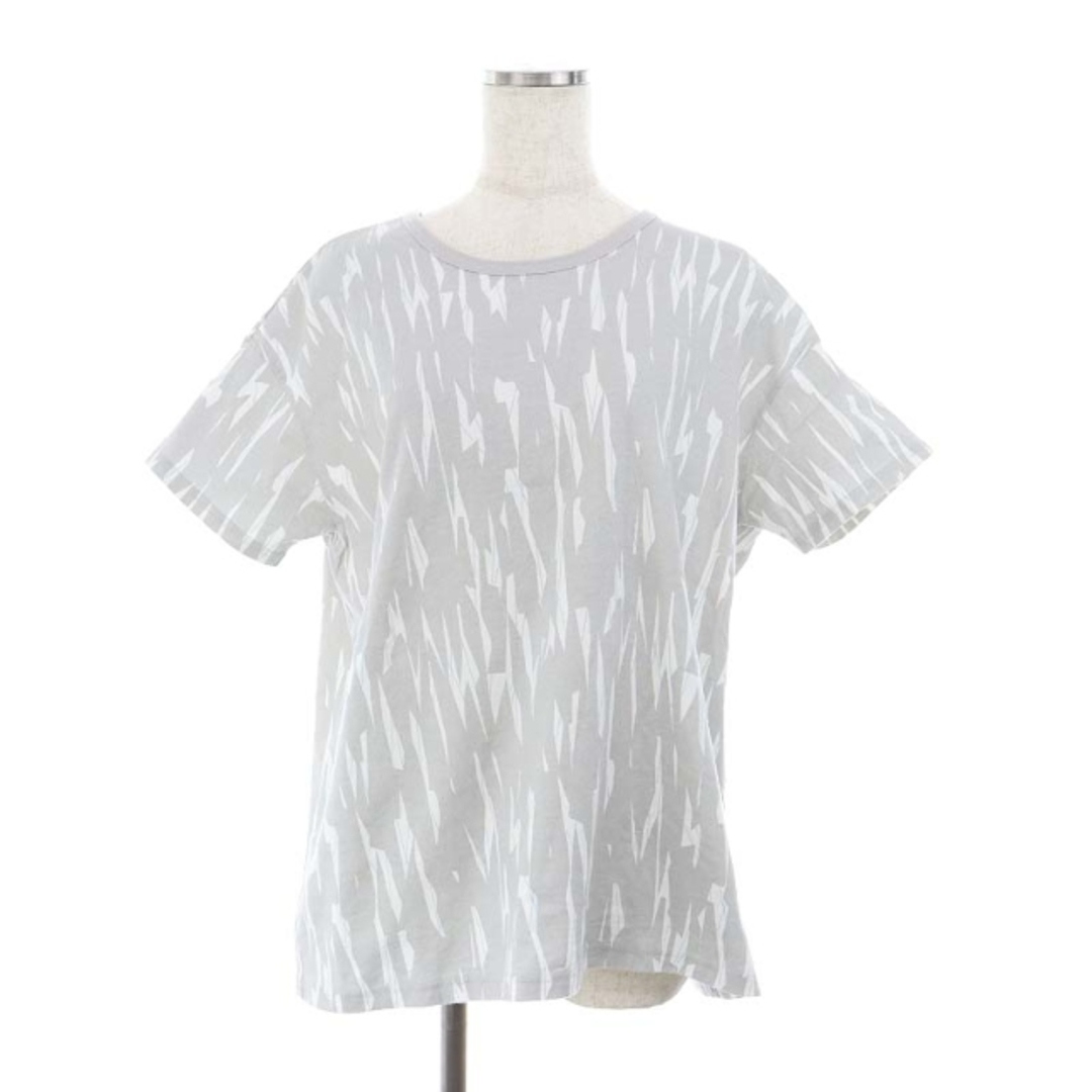 スニュウ 半袖カットソー Tシャツ クルーネック 総柄 1 M 白 グレー レディースのトップス(Tシャツ(長袖/七分))の商品写真