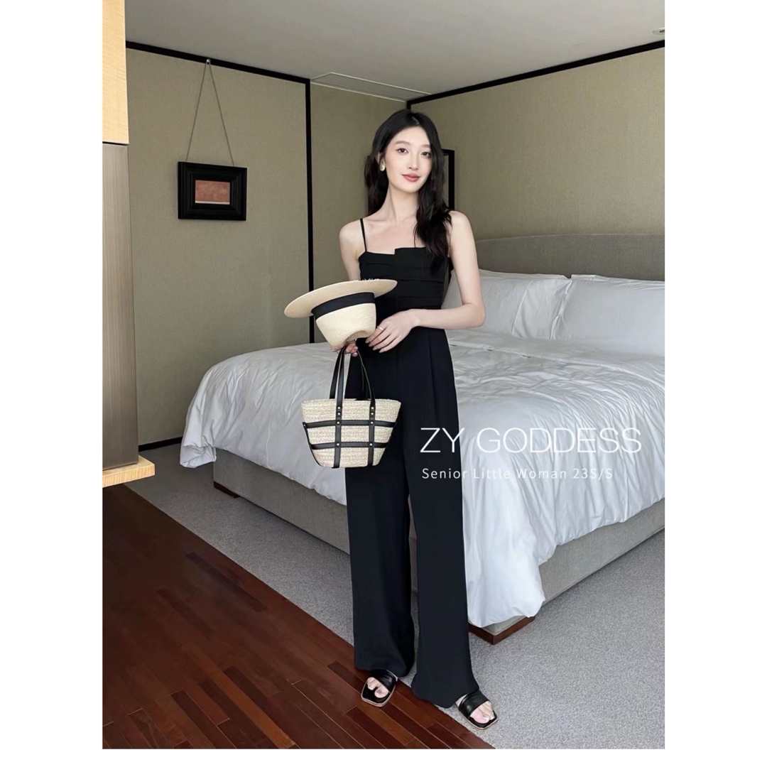 ワンホンファッション 中国ブランド オールインワン サロペット ロンパース 黒