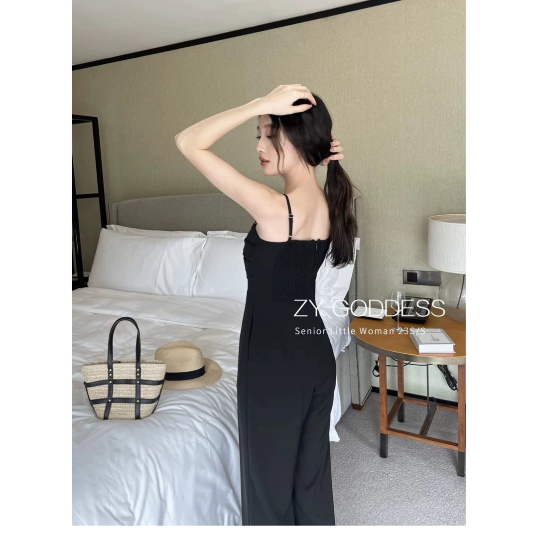 ワンホンファッション 中国ブランド オールインワン サロペット ロンパース 黒