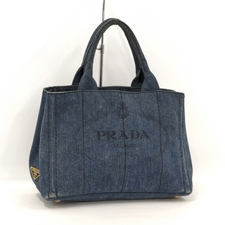 プラダ(PRADA)のPRADA カナパ ハンドバッグ ロゴ ショルダー欠品 デニム ブルー(トートバッグ)