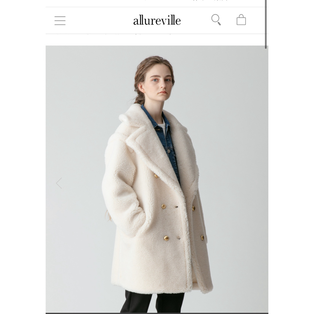 allureville(アルアバイル)のallureville 新品⚫️ウールMIXボアPコート、ホワイト レディースのジャケット/アウター(毛皮/ファーコート)の商品写真