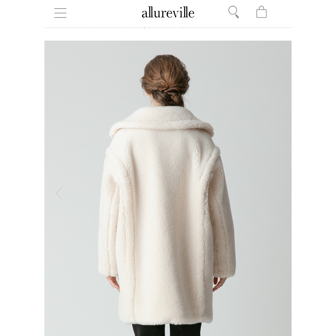 allureville(アルアバイル)のallureville 新品⚫️ウールMIXボアPコート、ホワイト レディースのジャケット/アウター(毛皮/ファーコート)の商品写真