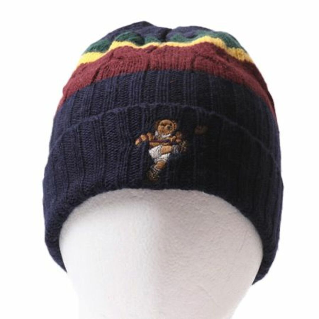 Ralph Lauren(ラルフローレン)のポロベア ラルフローレン ケーブル ニット キャップ フリーサイズ 古着 ポロ 帽子 ニット帽 ワッチ ビーニー キャラクター アクリル ウール メンズの帽子(ニット帽/ビーニー)の商品写真