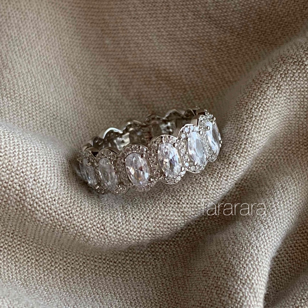 ●silver925 5Aオーバルczフルエタニティring●金アレ対応 レディースのアクセサリー(リング(指輪))の商品写真