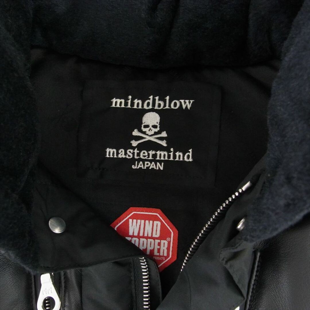 mastermind JAPAN(マスターマインドジャパン)のmastermind JAPAN マスターマインドジャパン ベスト 11AW MZ-VE04-50 MINDBLOW期 スカルステッチ シープスキン切替 レザーヨーク ダウン ベスト ブラック系 M【美品】【中古】 メンズのトップス(ベスト)の商品写真