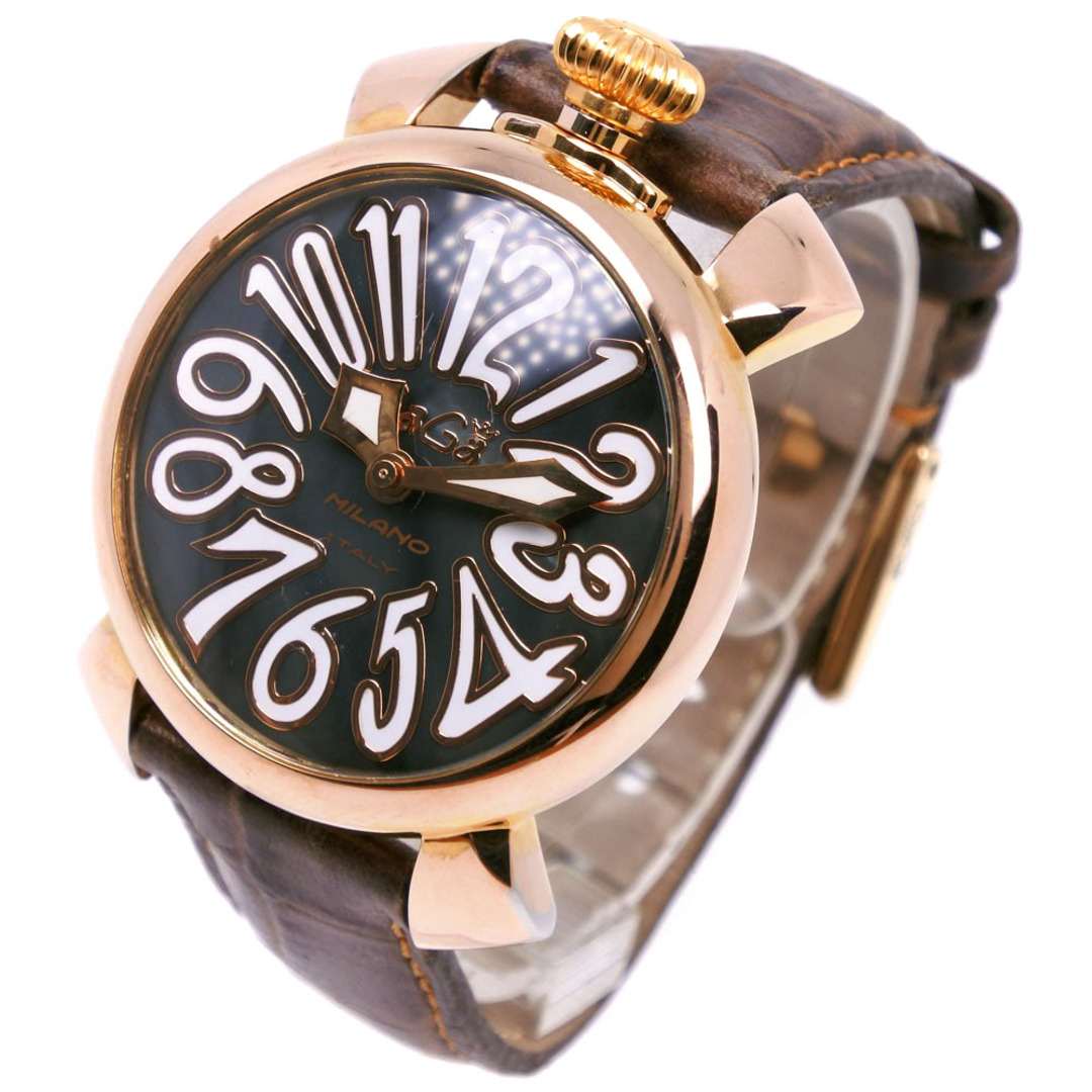 GaGa MILANO(ガガミラノ)の【Gaga Milano】ガガ・ミラノ マヌアーレ40 金メッキ×レザー 茶 クオーツ アナログ表示 メンズ グリーン文字盤 腕時計 メンズの時計(腕時計(アナログ))の商品写真