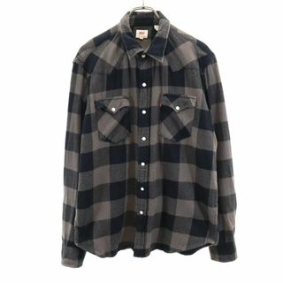 リーバイス(Levi's)のリーバイス チェック 長袖 ウエスタンシャツ L ブラック系 Levi's メンズ 古着 【240120】(シャツ)