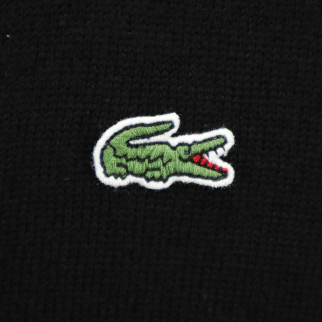 LACOSTE(ラコステ)のラコステ 長袖 Vネック ウール ニット カーディガン 4 ブラック LACOSTE メンズ 古着 【240120】 メンズのトップス(カーディガン)の商品写真