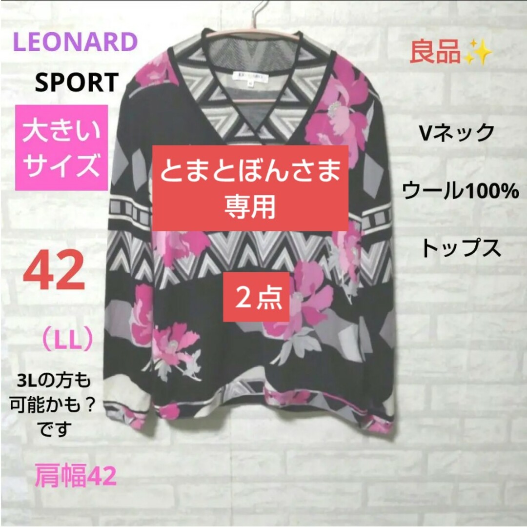 LEONARD(レオナール)のLEONARD  SPORT   良品✨大きいサイズ  ２点まとめて レディースのトップス(カットソー(長袖/七分))の商品写真