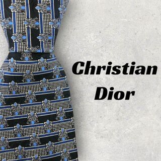 クリスチャンディオール(Christian Dior)の【5768】Christian Dior　ネクタイ　ブラック×ブルー系(ネクタイ)