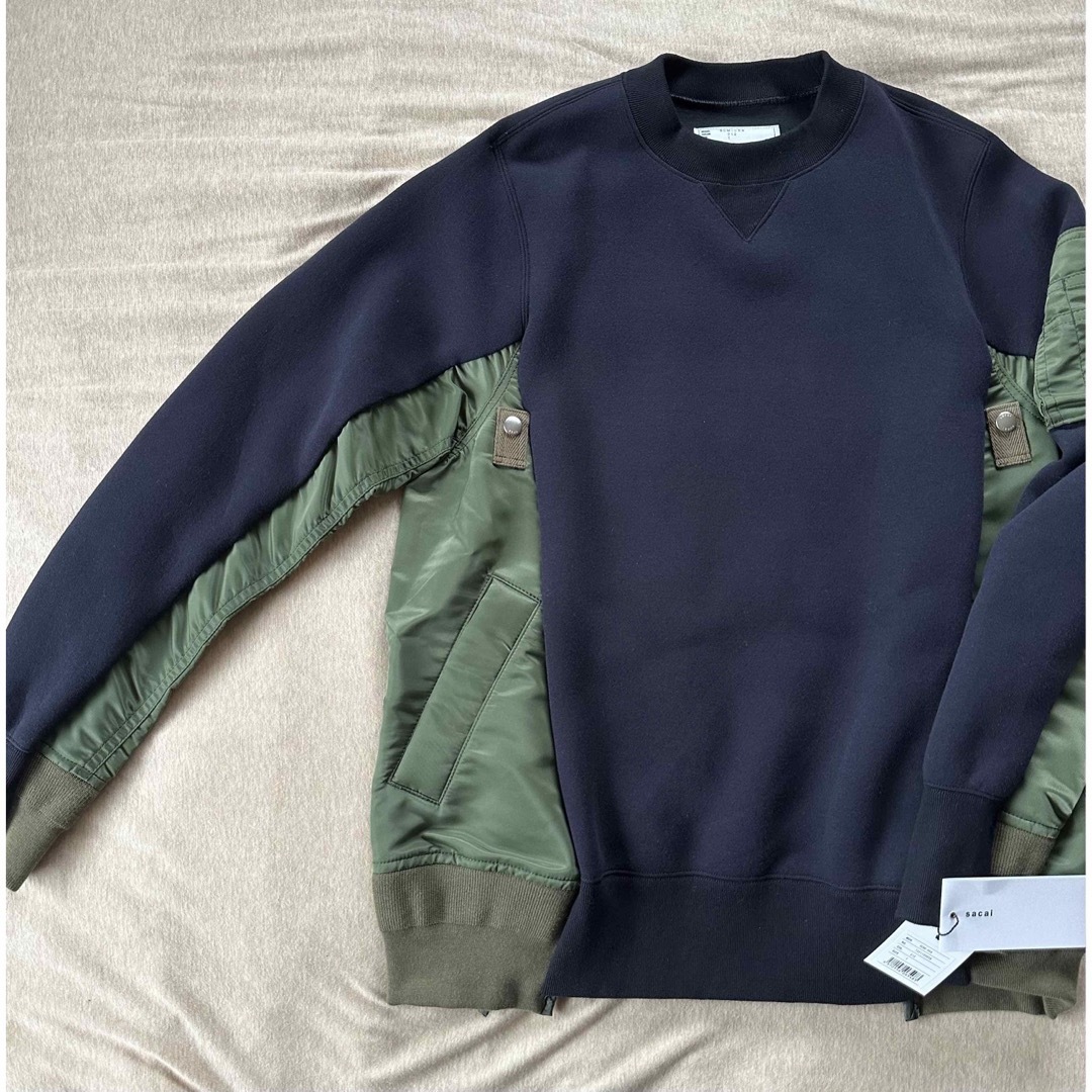 sacai(サカイ)の濃紺1新品 sacai メンズ スポンジ スウェット シャツ 再構築 MA-1 メンズのトップス(スウェット)の商品写真