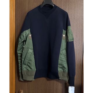 サカイ(sacai)の濃紺1新品 sacai メンズ スポンジ スウェット シャツ 再構築 MA-1(スウェット)