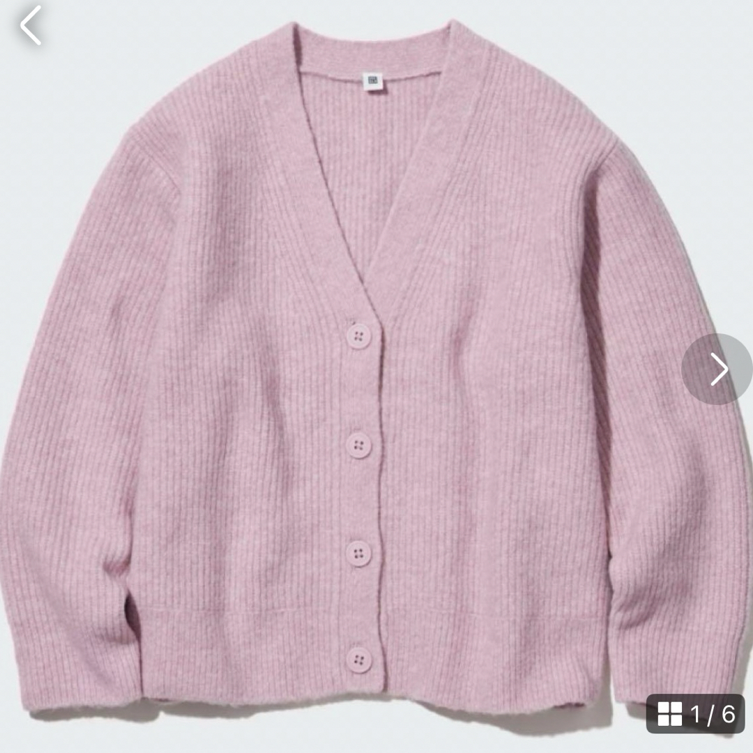 UNIQLO(ユニクロ)のUNIQLO ユニクロ　スフレヤーン　カーディガン　キッズ　レディース　ピンク レディースのトップス(カーディガン)の商品写真