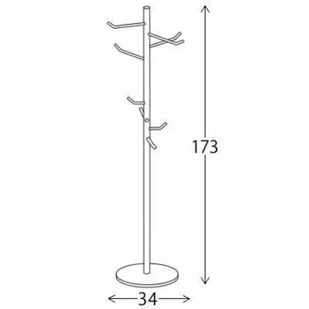 【色: ブラック】宮武製作所 ポールハンガー LALIA 幅34x奥34x高さ1 インテリア/住まい/日用品の収納家具(その他)の商品写真