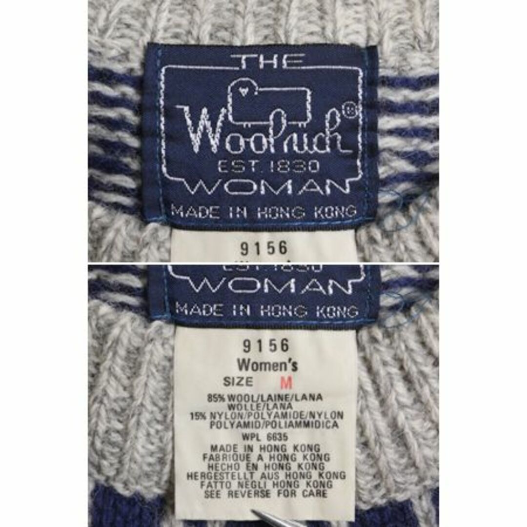 WOOLRICH(ウールリッチ)の80s ウールリッチ ノルディック ニット セーター レディース M 古着 80年代 ヴィンテージ Woolrich ウール 紺タグ 丸ヨーク バーズアイ レディースのトップス(ニット/セーター)の商品写真