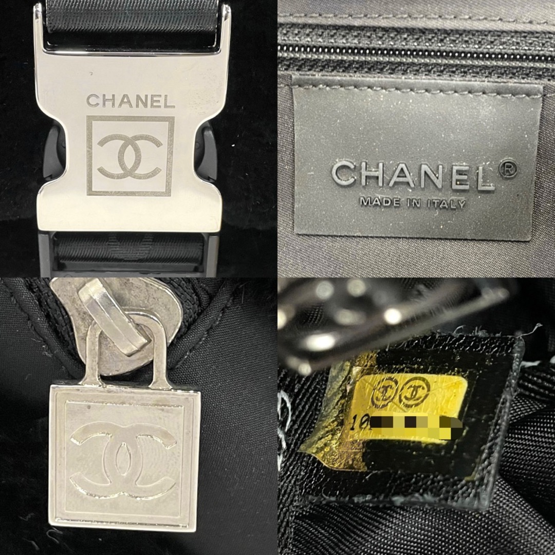 CHANEL(シャネル)のCHANEL シャネル ショルダーバッグ スポーツライン ココマーク ダブルチェーン 肩掛け 鞄 かばん ナイロン  ラパンファー   ブラック 黒 シルバー金具 レディース【中古品】 レディースのバッグ(ショルダーバッグ)の商品写真