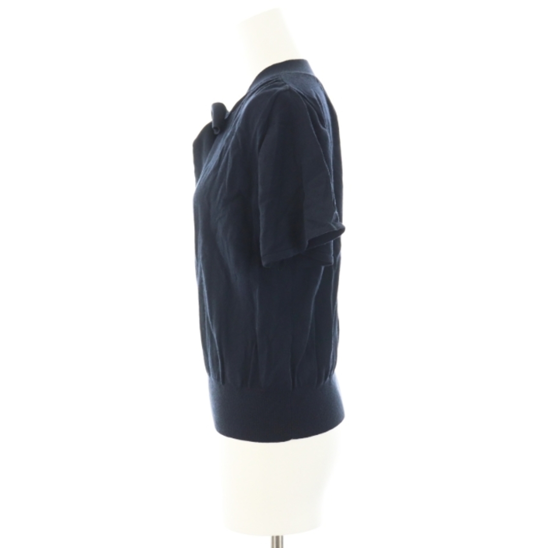 NATURAL BEAUTY BASIC(ナチュラルビューティーベーシック)のナチュラルビューティーベーシック ニット 薄手 カットソー 半袖 棒タイ 紺 レディースのトップス(ニット/セーター)の商品写真