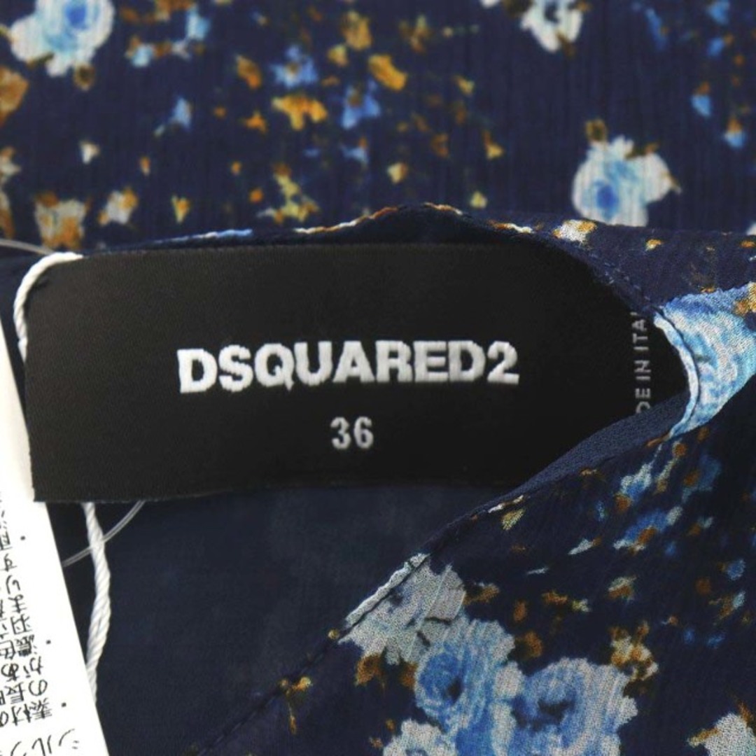 DSQUARED2(ディースクエアード)のディースクエアード Frill Top カットソー 半袖 花柄 36 S 青 レディースのトップス(カットソー(半袖/袖なし))の商品写真