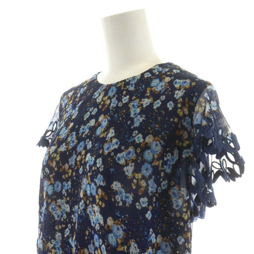 DSQUARED2(ディースクエアード)のディースクエアード Frill Top カットソー 半袖 花柄 36 S 青 レディースのトップス(カットソー(半袖/袖なし))の商品写真