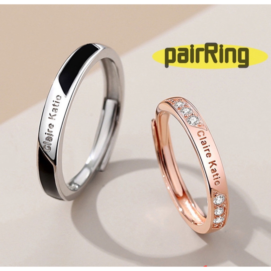 大人気 ペアリング ピンク ブラック 男女 プレゼント リング 指輪 メンズのアクセサリー(リング(指輪))の商品写真