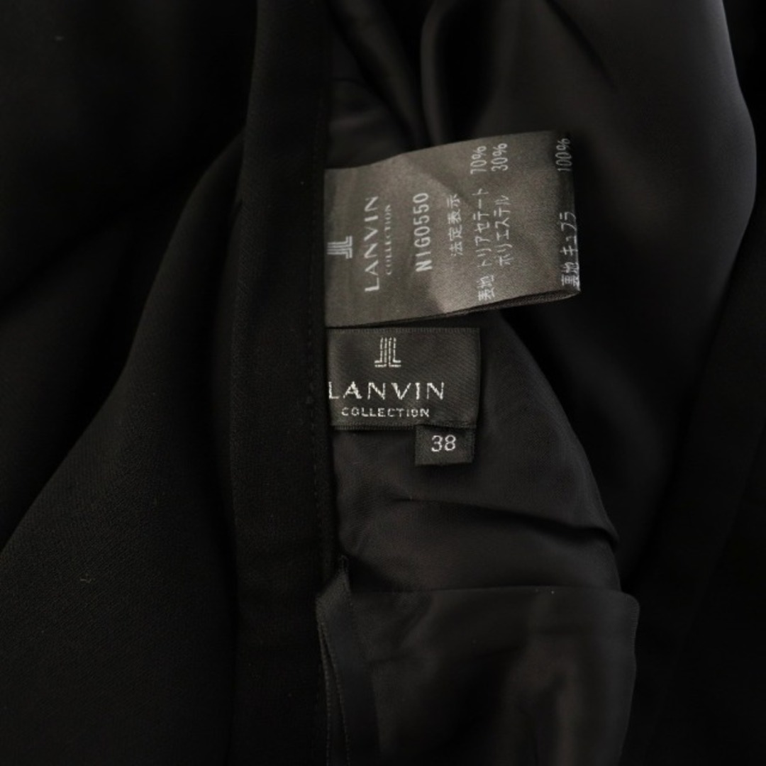LANVIN(ランバン)のランバン LANVIN ひざ丈スカート フリル 38 M 黒 ブラック /KQ レディースのスカート(ひざ丈スカート)の商品写真