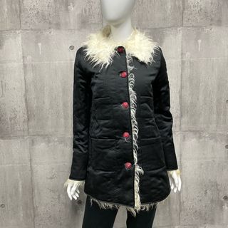 シャネル(CHANEL)のCHANEL シャネル コート ロングコート アウター ココマーク ココボタン アパレル 服 38 P57161 ブラック 黒 シルク    レディース 秋 冬【中古品】(ノーカラージャケット)