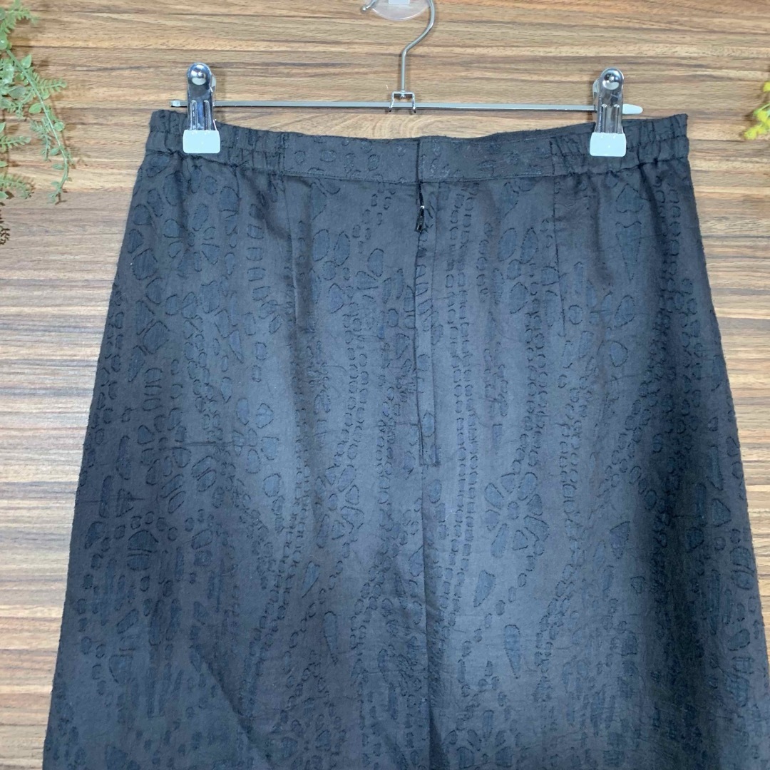 サンロンド ロングスカート 11号 L相当 黒 ブラック レーヨン 麻 レディースのスカート(ロングスカート)の商品写真