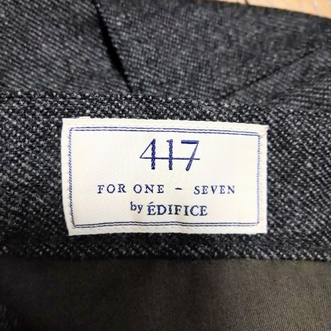 417 EDIFICE(フォーワンセブンエディフィス)のEDIFICE 417 エディフィス　スラックス　ウール　チャコール　Ｌ メンズのパンツ(スラックス)の商品写真