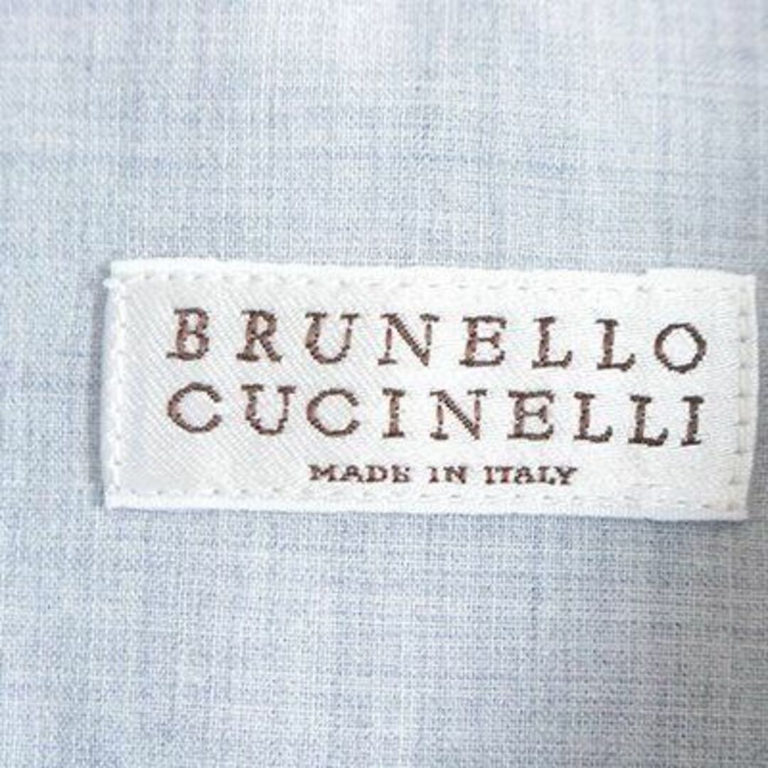 BRUNELLO CUCINELLI(ブルネロクチネリ)のブルネロクチネリ 半袖 カッタウェイシャツ ライトブルー Mサイズ  メンズのトップス(シャツ)の商品写真