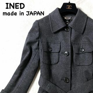 イネド(INED)の【日本製 極美品】INED イネド コート ジャケット 高級 ウール レディース(ミリタリージャケット)