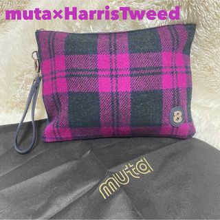 Harris Tweed - 【コラボ】ハリスツイード×ムータ クラッチバッグ パープル ネイビー チェック